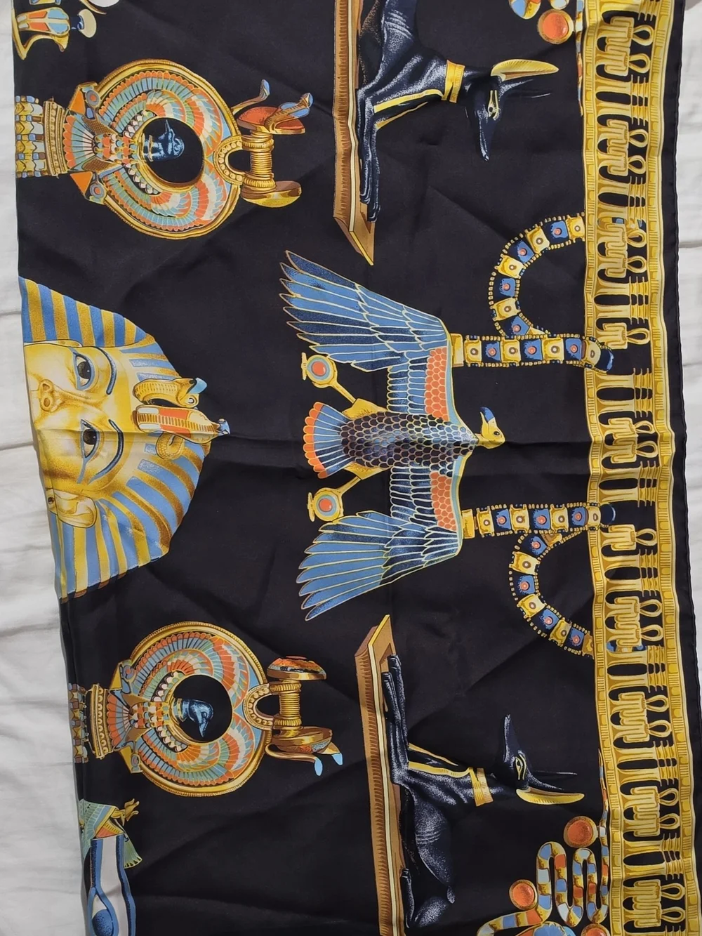 Hermès Black, Yellow and Cream Silk Scarf - Paris Motif